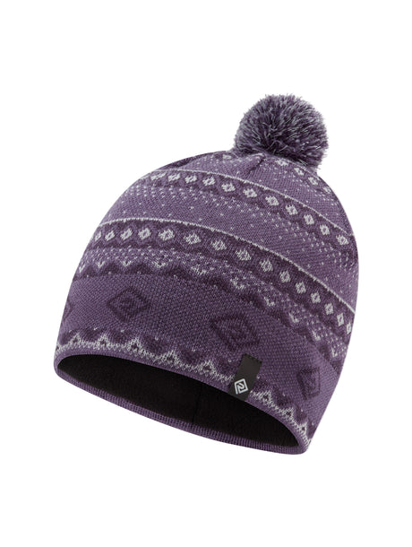 Ronhill Winter Bobble Hat in Dark Iris/White - front