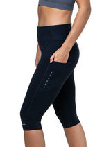 Ronhill Women's Core Capri in All Black - pocket detail