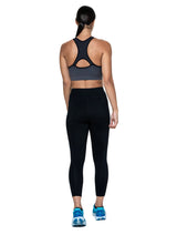 Ronhill Women's Core Crop Tight in Black/Bright White - worn, back