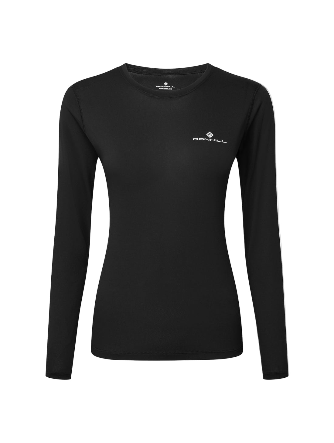 Ronhill Women's Core L/S Tee in Black/Bright White - front