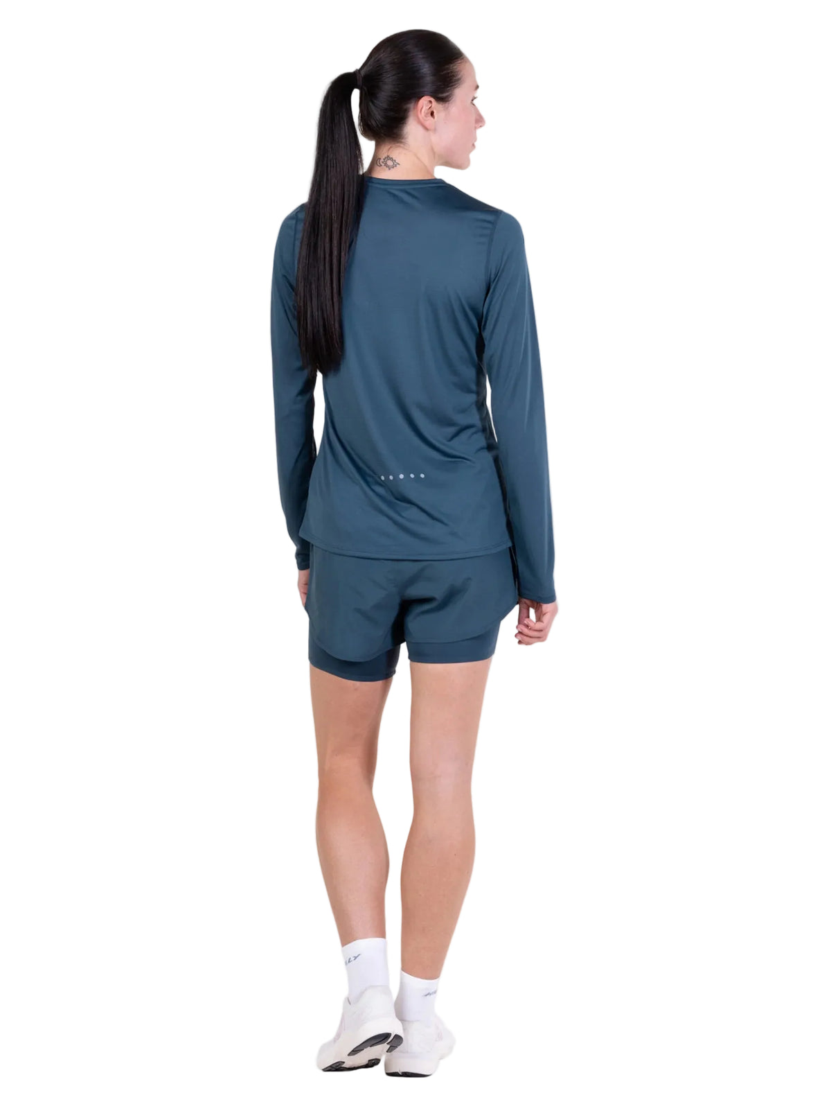 Ronhill Women's Core L/S Tee in Evening Haze - worn, back, three-quarter
