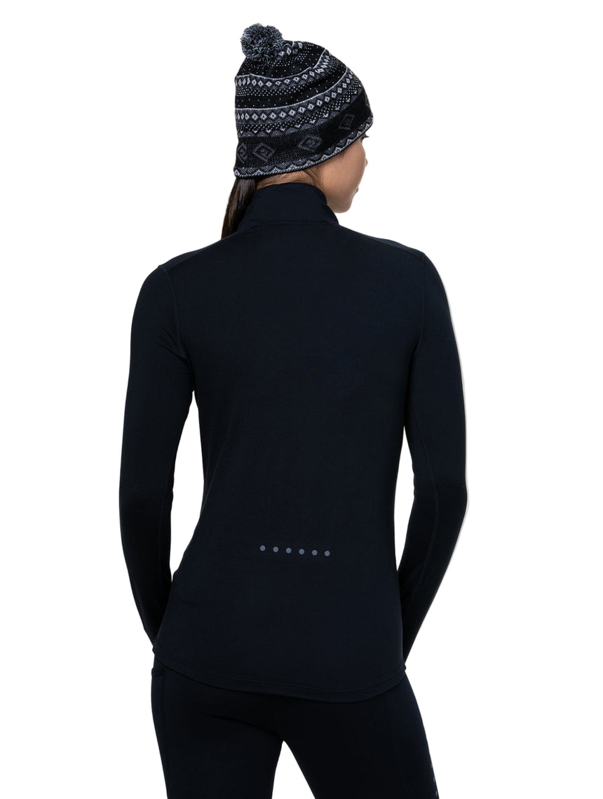 Ronhill Women's Core Thermal 1/2 Zip in Black/Bright White - worn, back