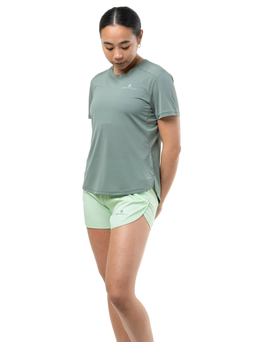 Ronhill Women's Tech 4.5" Short in Seafoam/Laurel - detail, 1