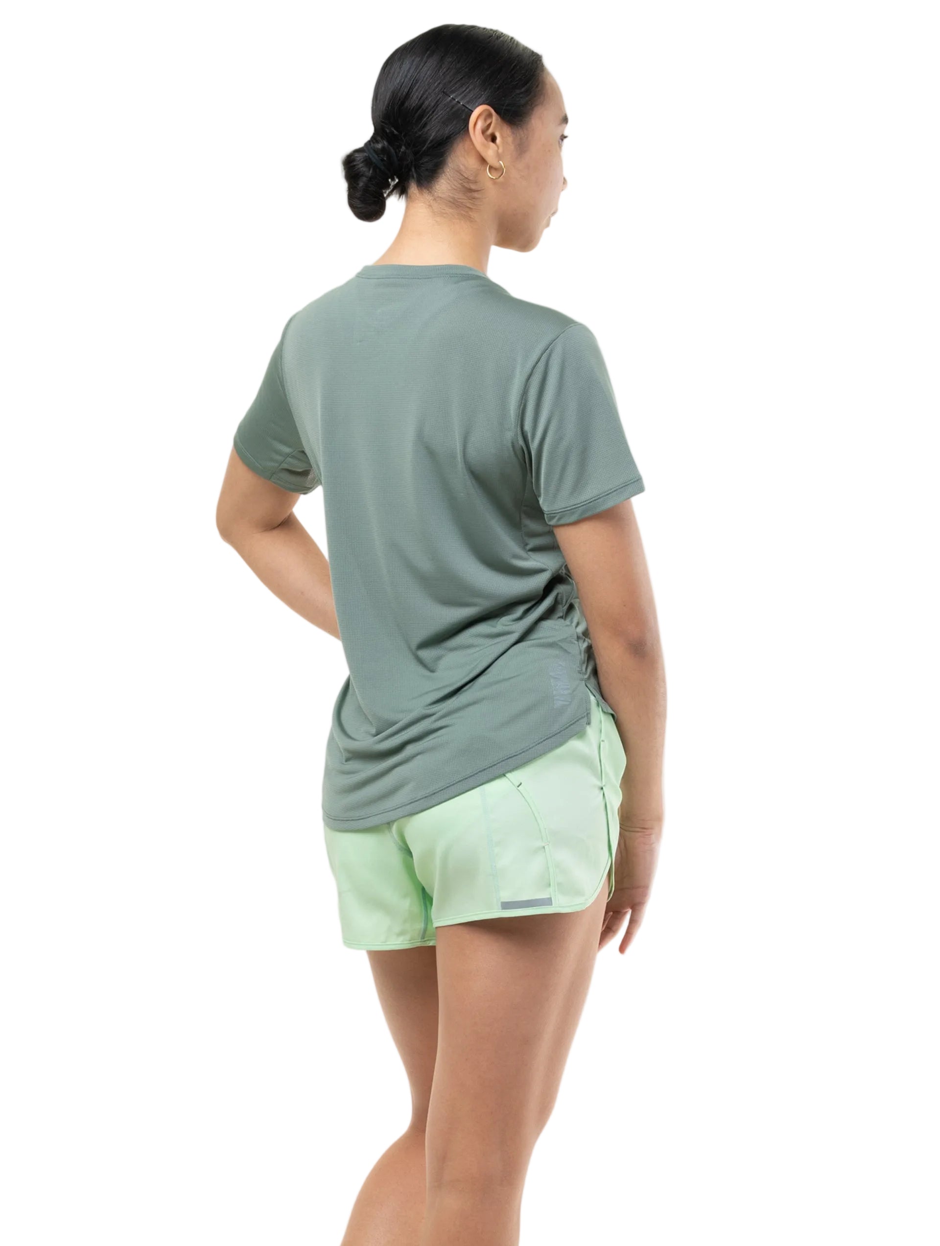 Ronhill Women's Tech 4.5" Short in Seafoam/Laurel - detail, 2