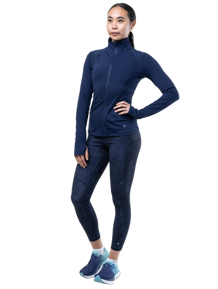 Ronhill Women's Tech 7/8 Tight in Dark Navy/Serpent - detail, 2