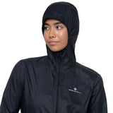 Ronhill Women's Tech All-Terrain Jacket in All Black - roll away hood detail