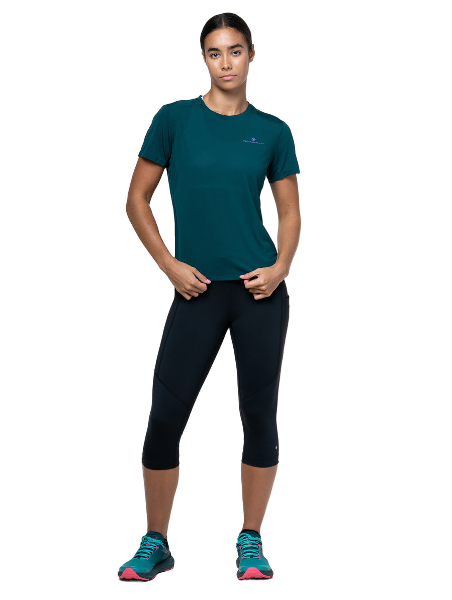 Ronhill Women's Tech Capri in All Black - worn, front