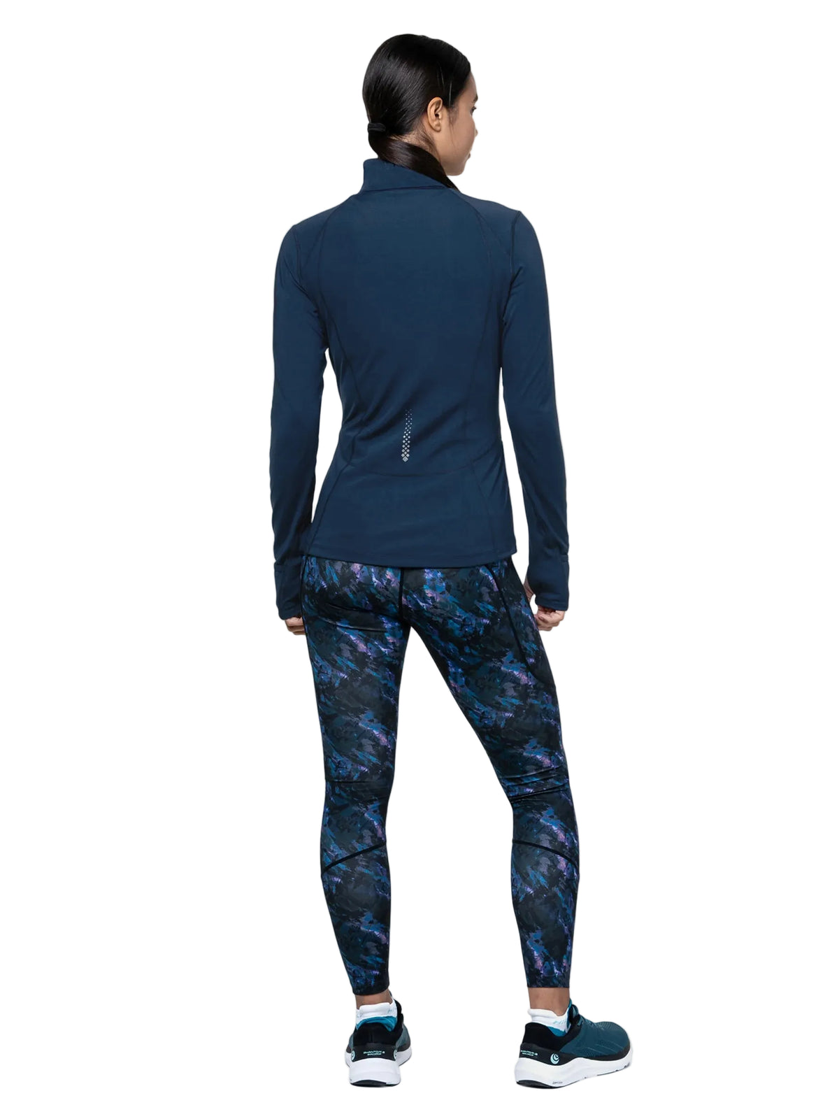Ronhill Women's Tech Contour Jacket in Dark Navy - back, full body, worn