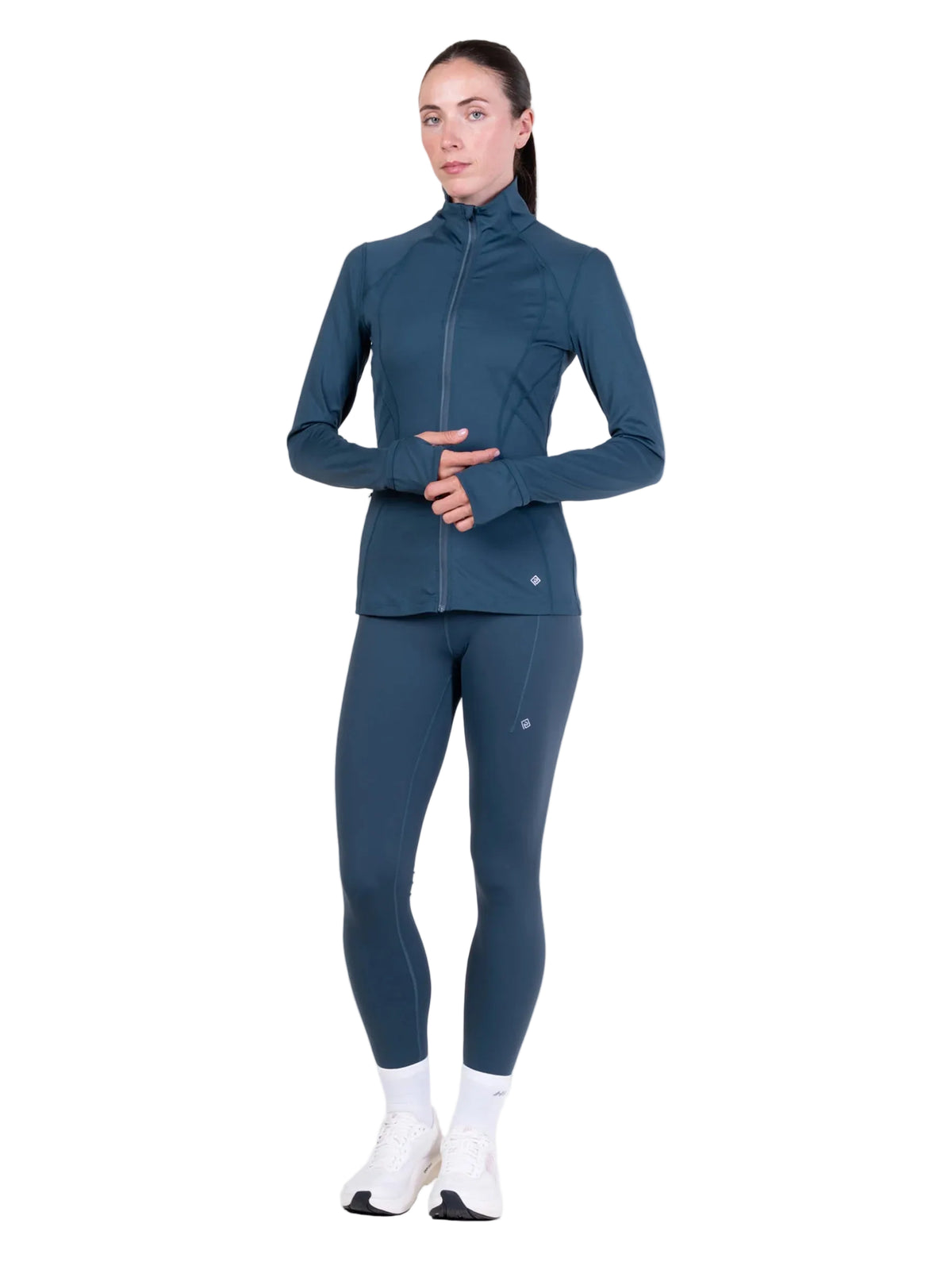Ronhill Women's Tech Contour Jacket in Evening Haze - back, close-up, worn