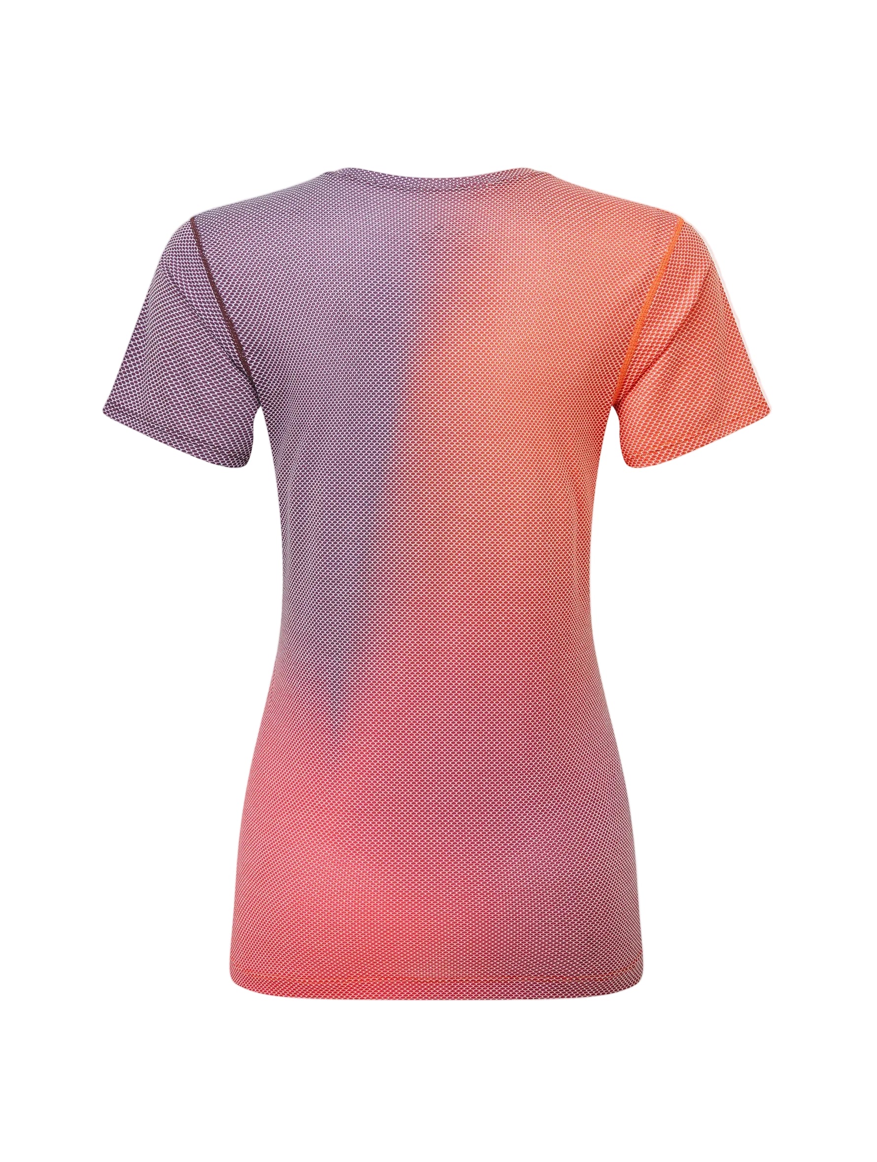 Ronhill Women's Tech Golden Hour S/S Tee Outdoor Action Damson/Sunset Merge - Back