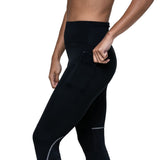 Ronhill Women's Tech Paragon Tight All Black - thigh tuck pocket detail