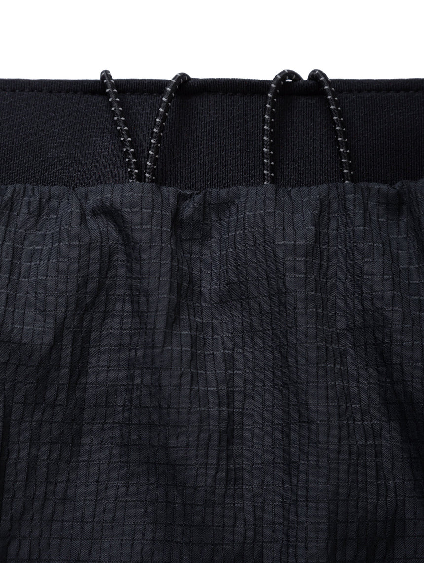 Ronhill Women's Tech Race Twin Short in All Black - drawcord detail