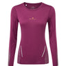 Ronhill Women's Tech Reflect L/S Tee in Blackcurrant/Reflect - front