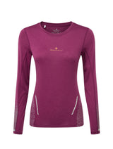 Ronhill Women's Tech Reflect L/S Tee in Blackcurrant/Reflect - front