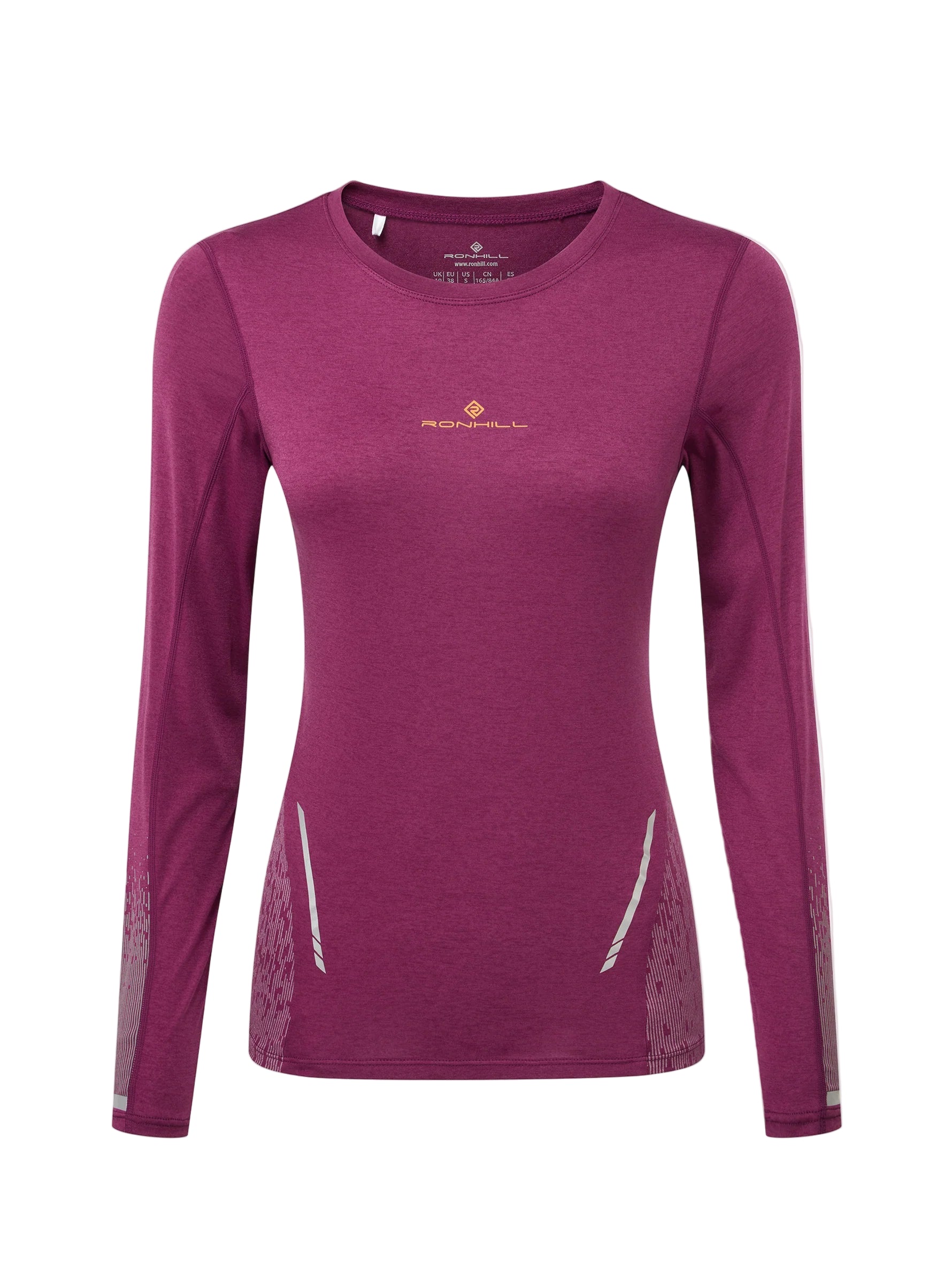 Ronhill Women's Tech Reflect L/S Tee in Blackcurrant/Reflect - front