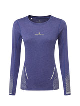 Ronhill Women's Tech Reflect L/S Tee in Deep Ocean/Reflect - front