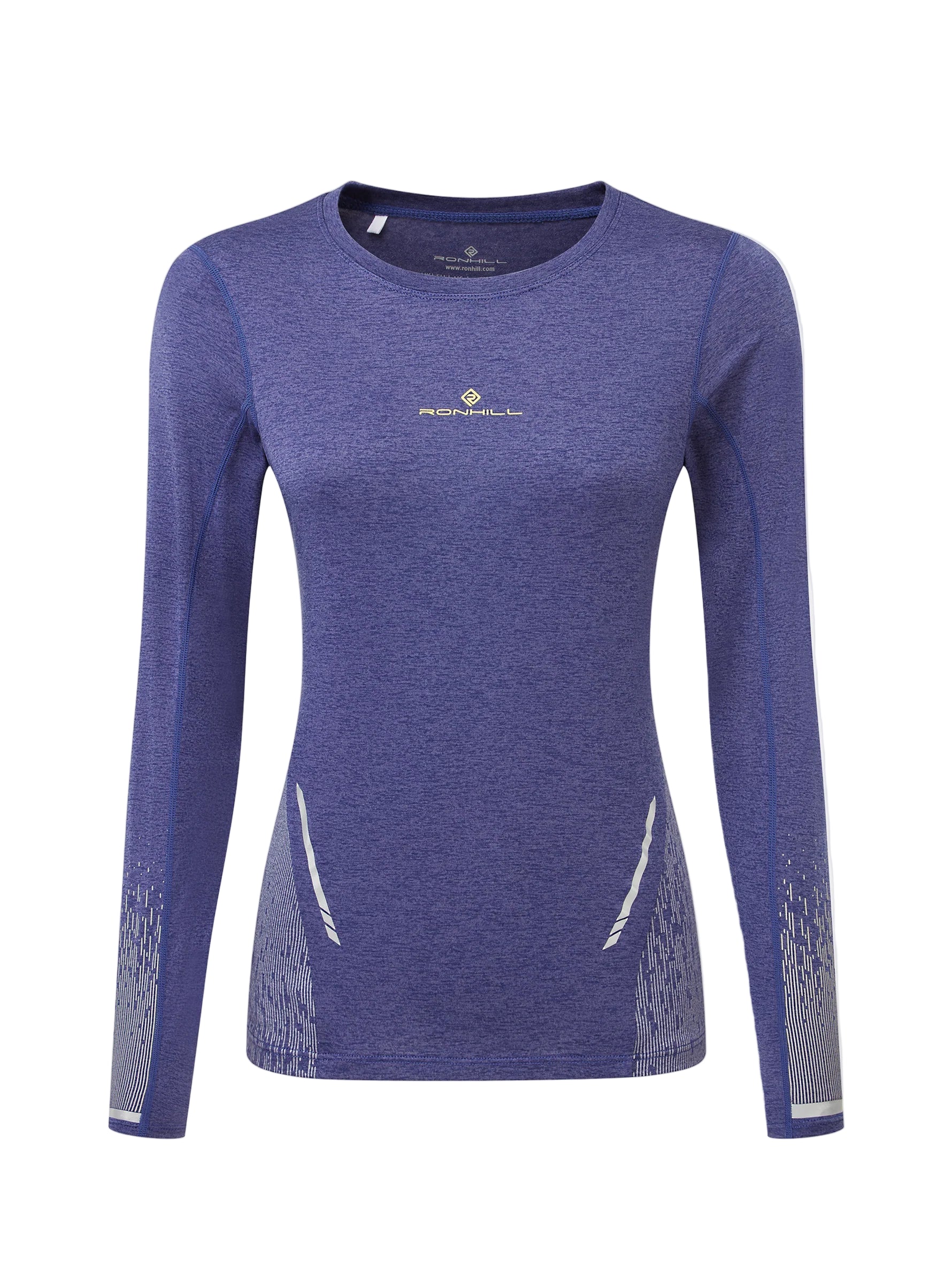 Ronhill Women's Tech Reflect L/S Tee in Deep Ocean/Reflect - front