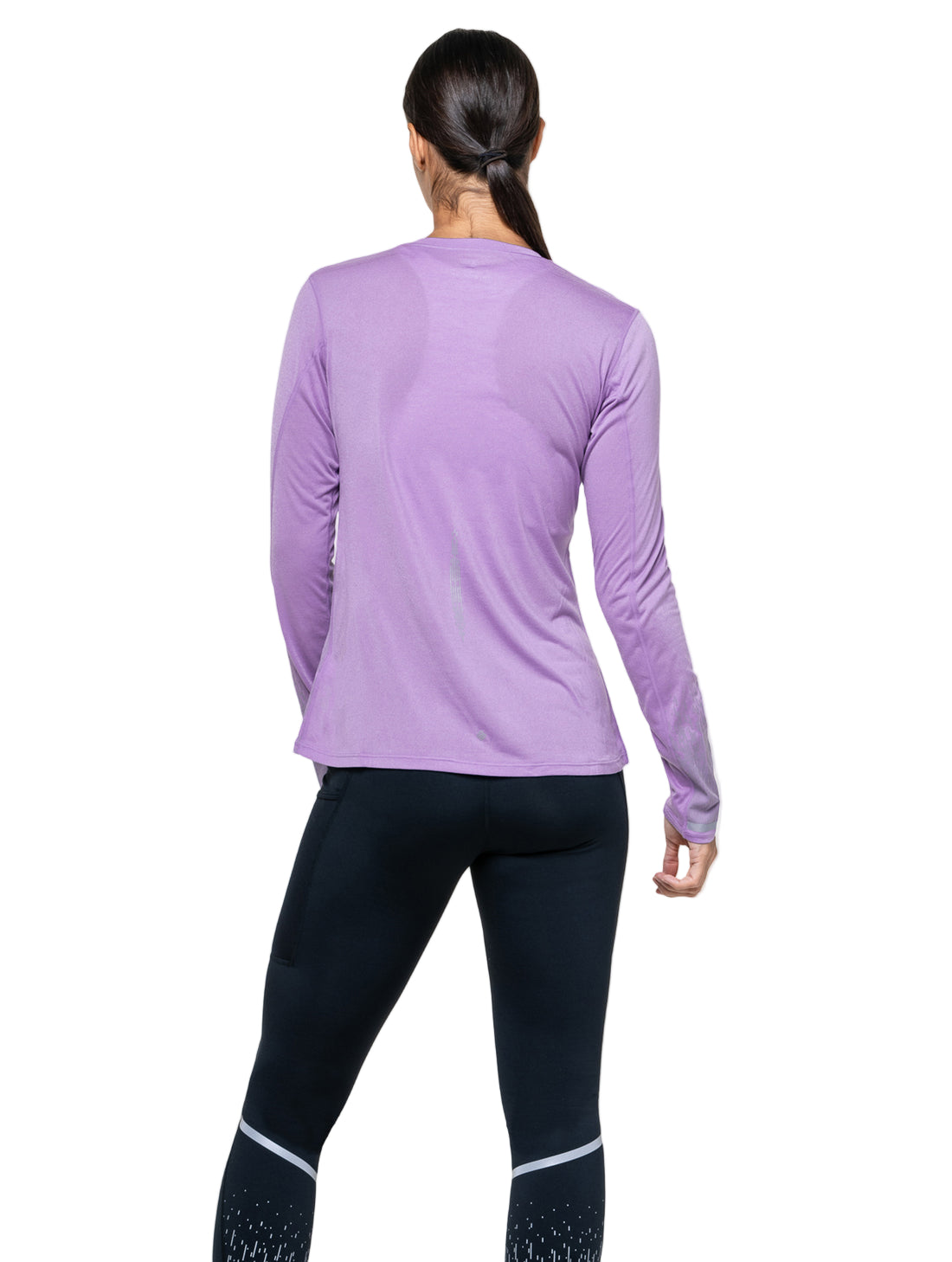 Ronhill Women's Tech Reflect L/S Tee in Iris Marl/Reflect - back, fit