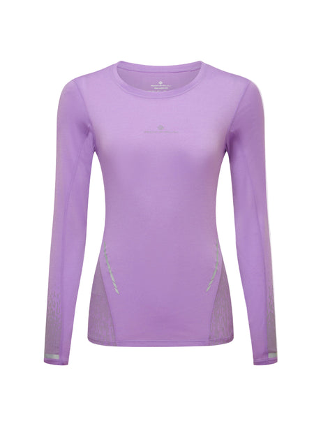 Ronhill Women's Tech Reflect L/S Tee in Iris Marl/Reflect - front