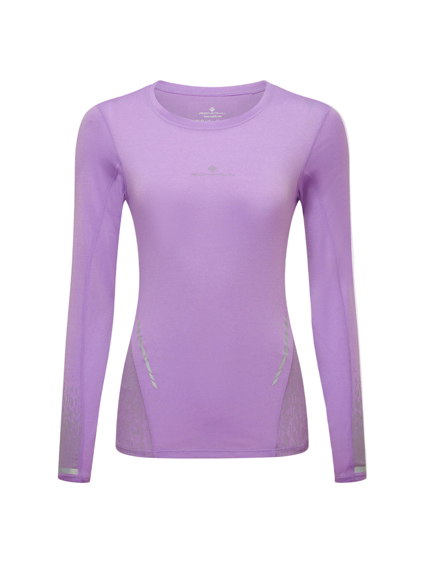 Ronhill Women's Tech Reflect L/S Tee in Iris Marl/Reflect - front