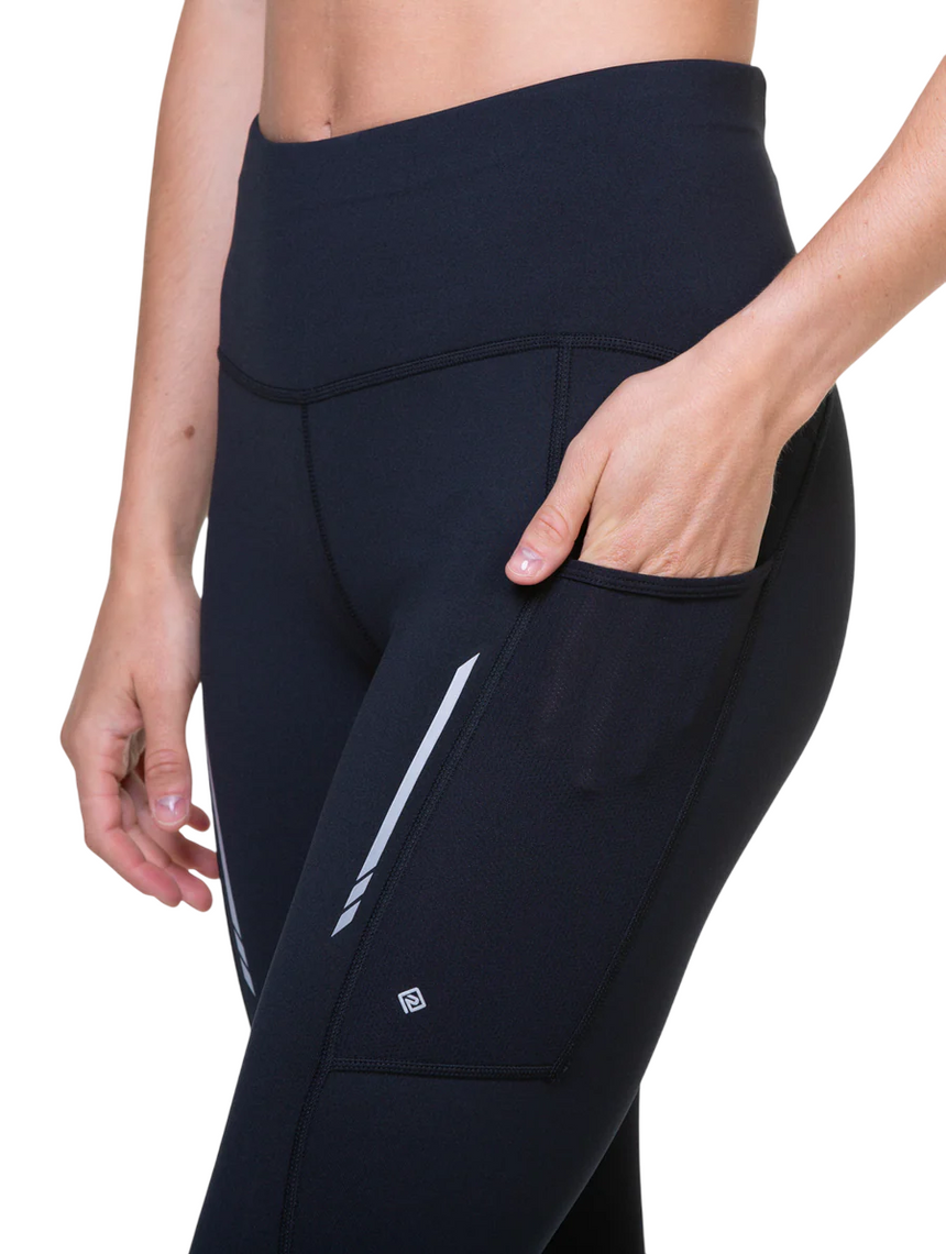 Ronhill Women's Tech Reflect Tight in Black/Reflect - thigh stash pocket detail