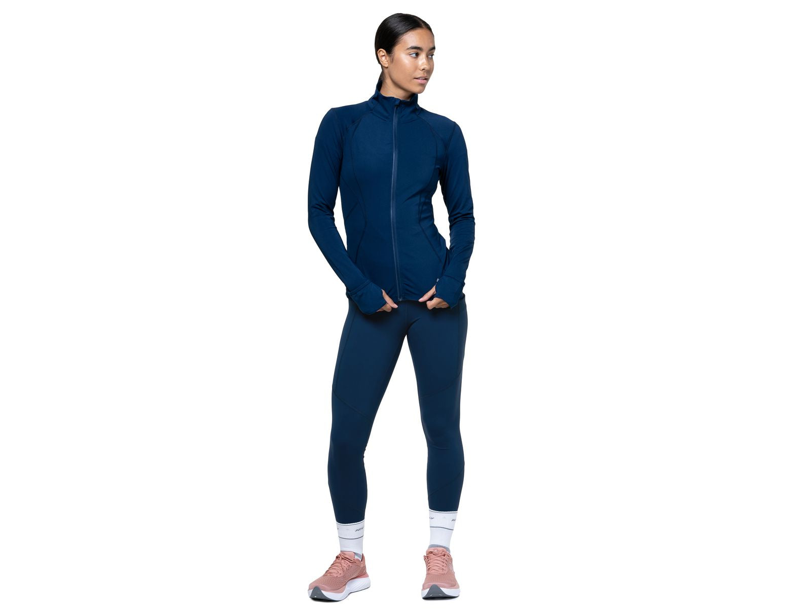Ronhill Women's Tech Tight in Dark Navy - front, worn
