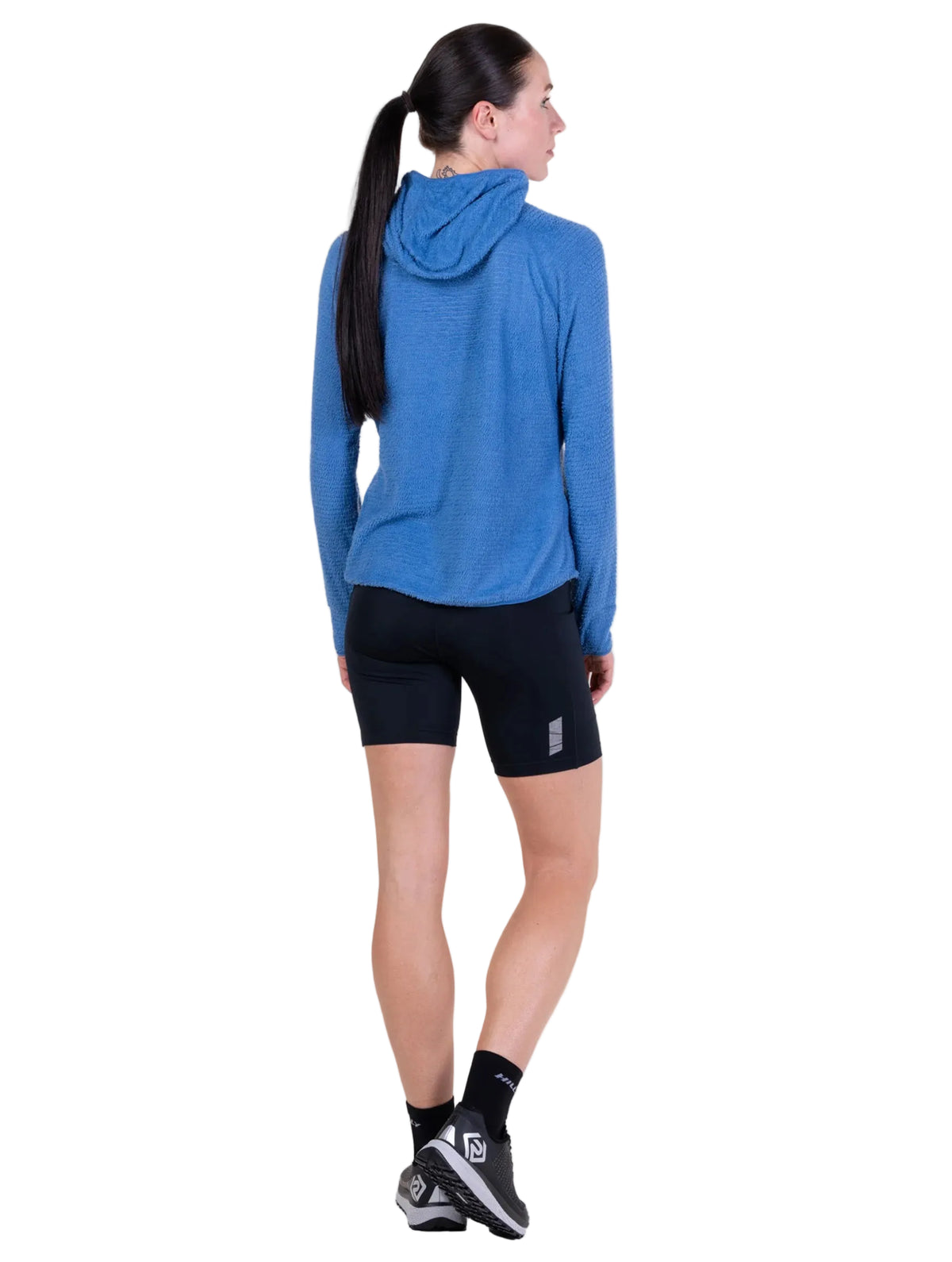Ronhill Women's Tech Winter Primaloft Hoodie in Lumiere/Sumac - back, full body, worn