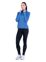 Ronhill Women's Tech Winter Primaloft Hoodie in Lumiere/Sumac - front, hand at collar, worn