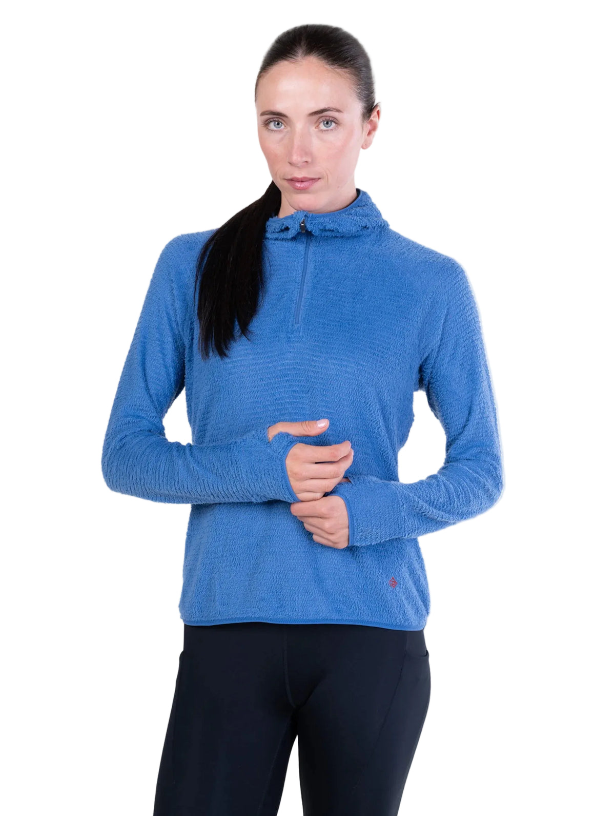 Ronhill Women's Tech Winter Primaloft Hoodie in Lumiere/Sumac - front, worn