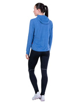 Ronhill Women's Tech Winter Primaloft Hoodie in Lumiere/Sumac - side profile, worn