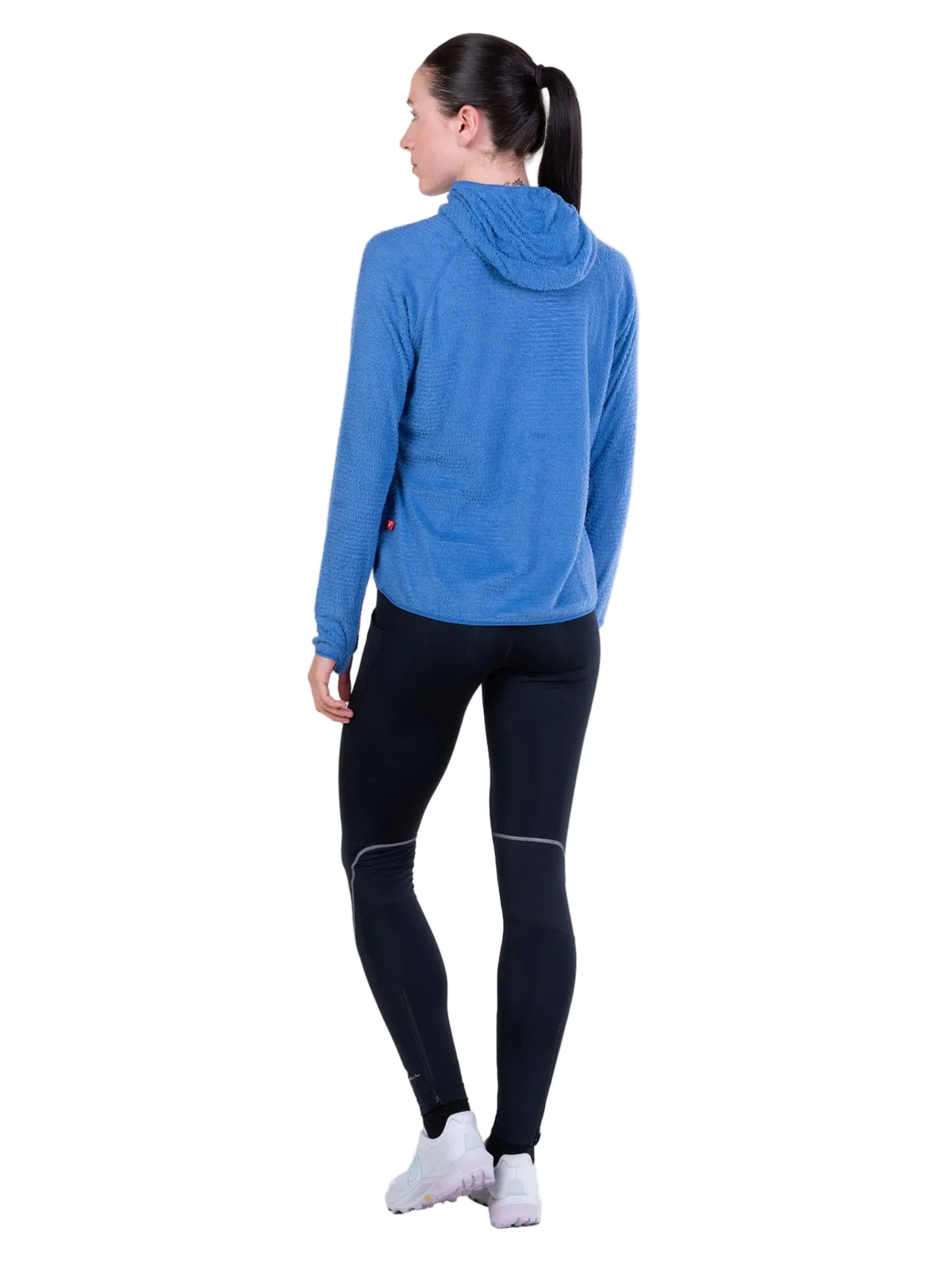 Ronhill Women's Tech Winter Primaloft Hoodie in Lumiere/Sumac - side profile, worn
