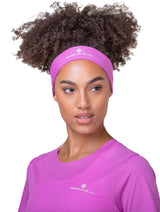 Ronhill Lightweight Headband  Outdoor Action Fuchsia/Honeydew- Front Fit