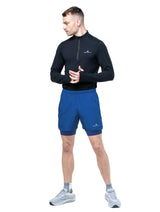 Ronhill Mens Core 5" Twin Short Outdoor Action DrkCobalt/BrightWhite- Front Fit on Model