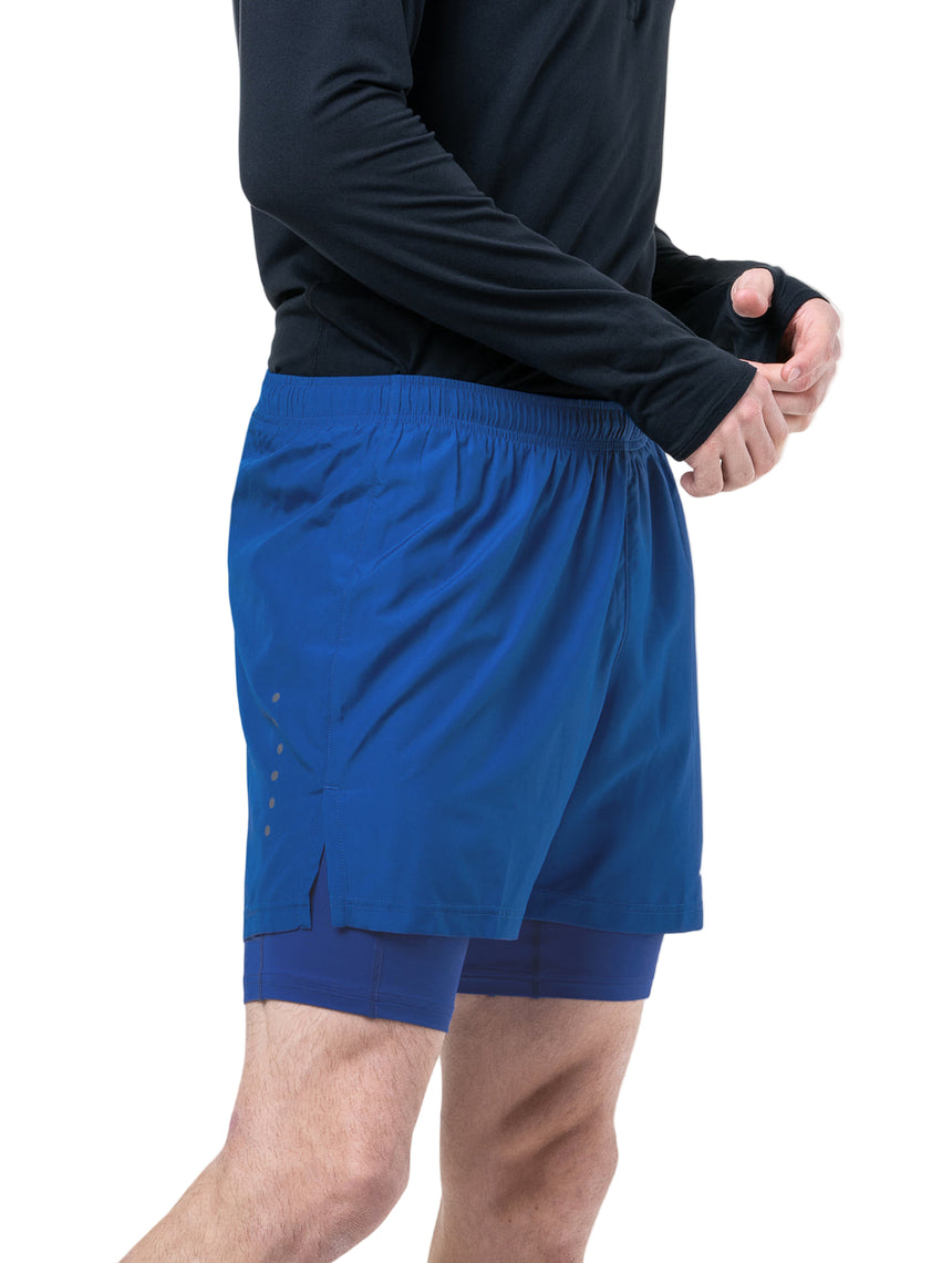 Ronhill Mens Core 5" Twin Short Outdoor Action DrkCobalt/BrightWhite- Side