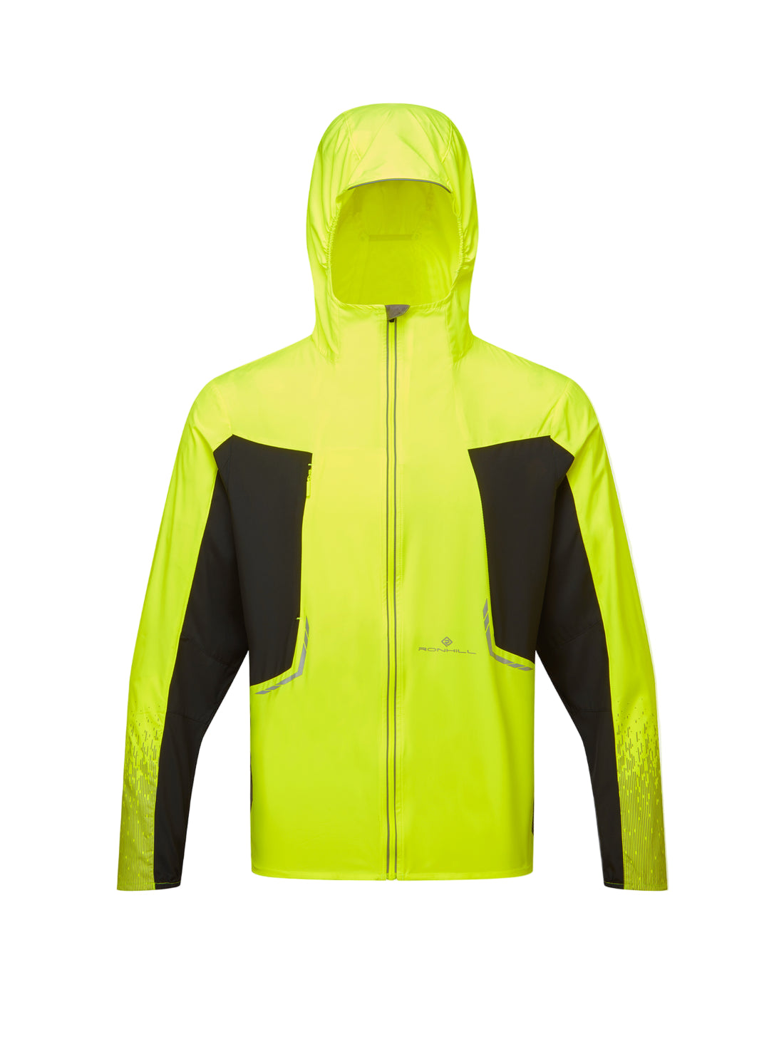 Ronhill Mens Tech Reflect Jacket Outdoor Action FlYellow/Blck/Reflect- Front