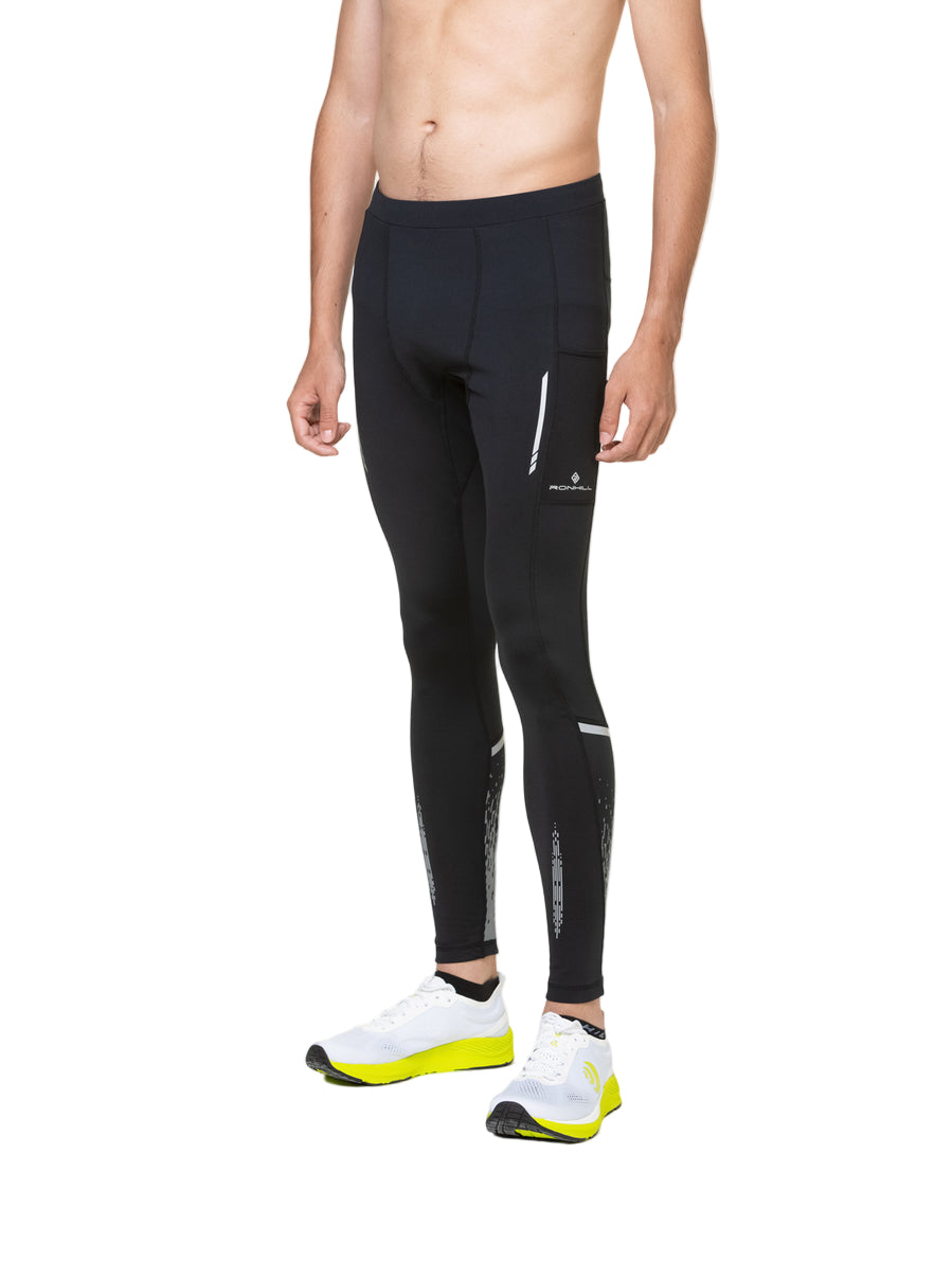 Ronhill Mens Tech Reflect Tight Outdoor Action Black/Reflect- Front Fit
