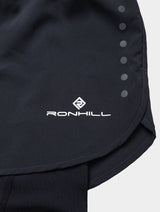 Ronhill Women's Core Twin Short Outdoor Action All Black- Brand Logo