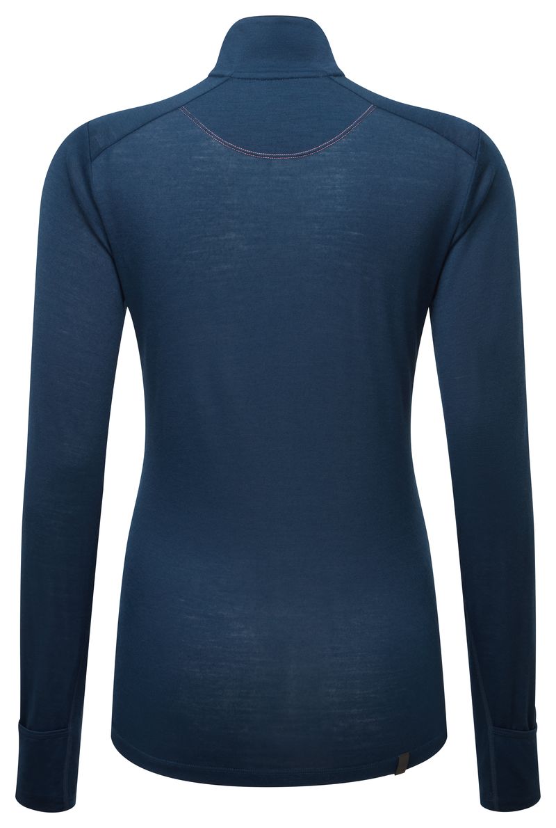 Ronhill Women's Tech Merino 1/2 Zip Outdoor Action Dark Navy/Dusty Tulip- Back
