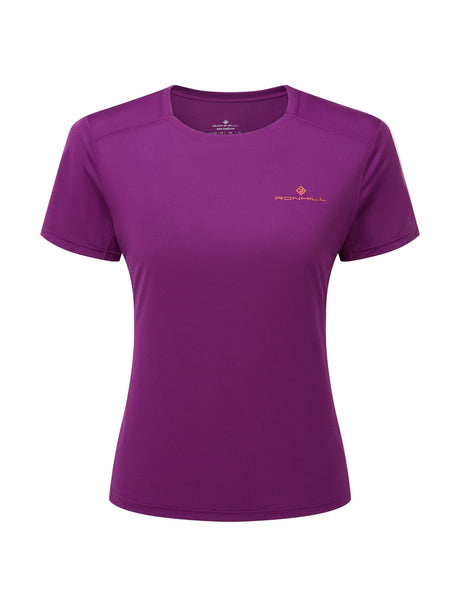 Ronhill Women's Tech S/S Tee Outdoor Action Grape Juice/Saffron- Front