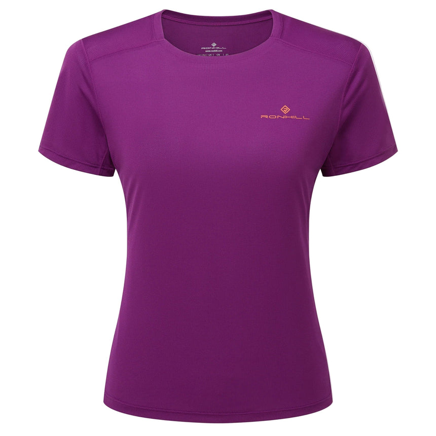 Ronhill Women's Tech S/S Tee Outdoor Action Grape Juice/Saffron- Front