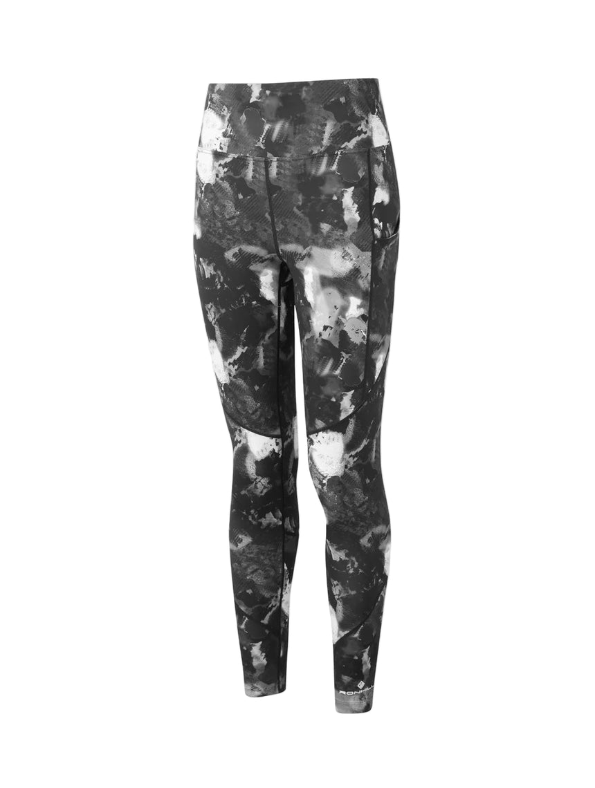Ronhill Women's Tech Tight Outdoor Action Black Ink Drop- Front