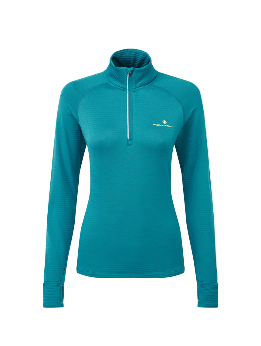 Ronhill Women's Tech Winter 1/2 Zip Outdoor Action Marine/Acid- Front