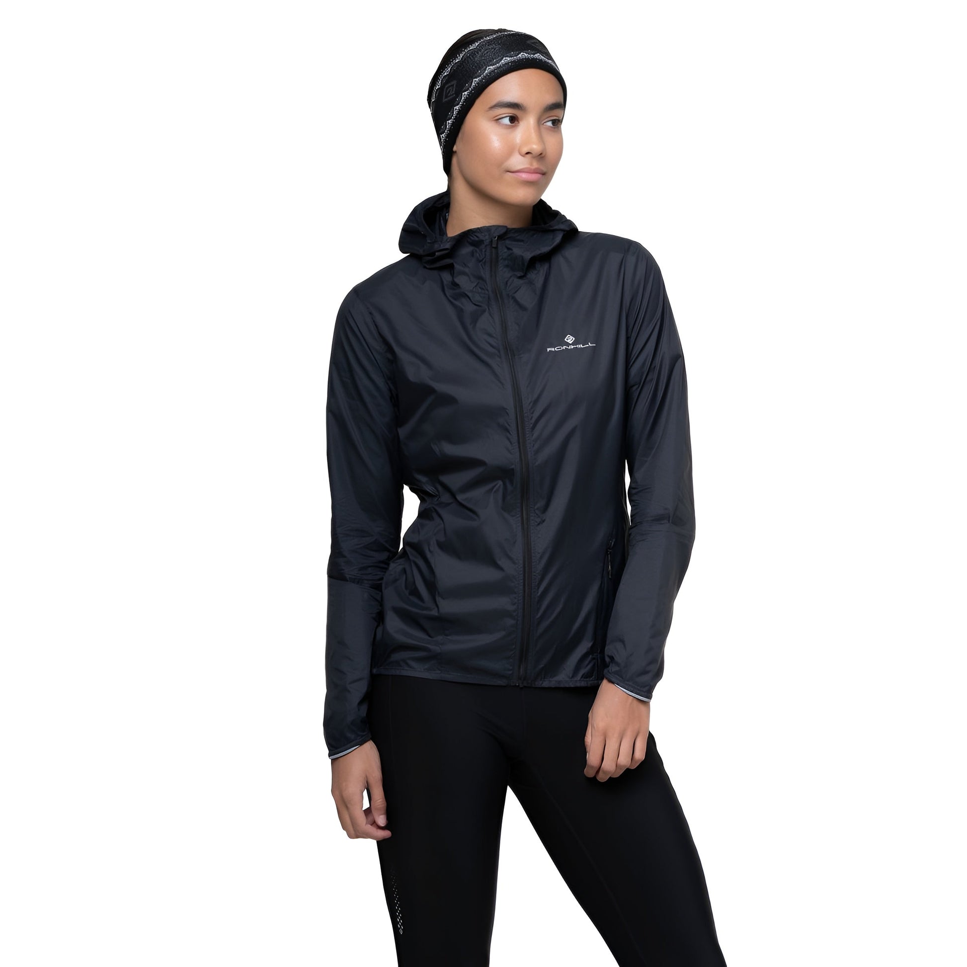 Ronhill Women's Tech All-Terrain Jacket Outdoor Action All Black- Closed Zip