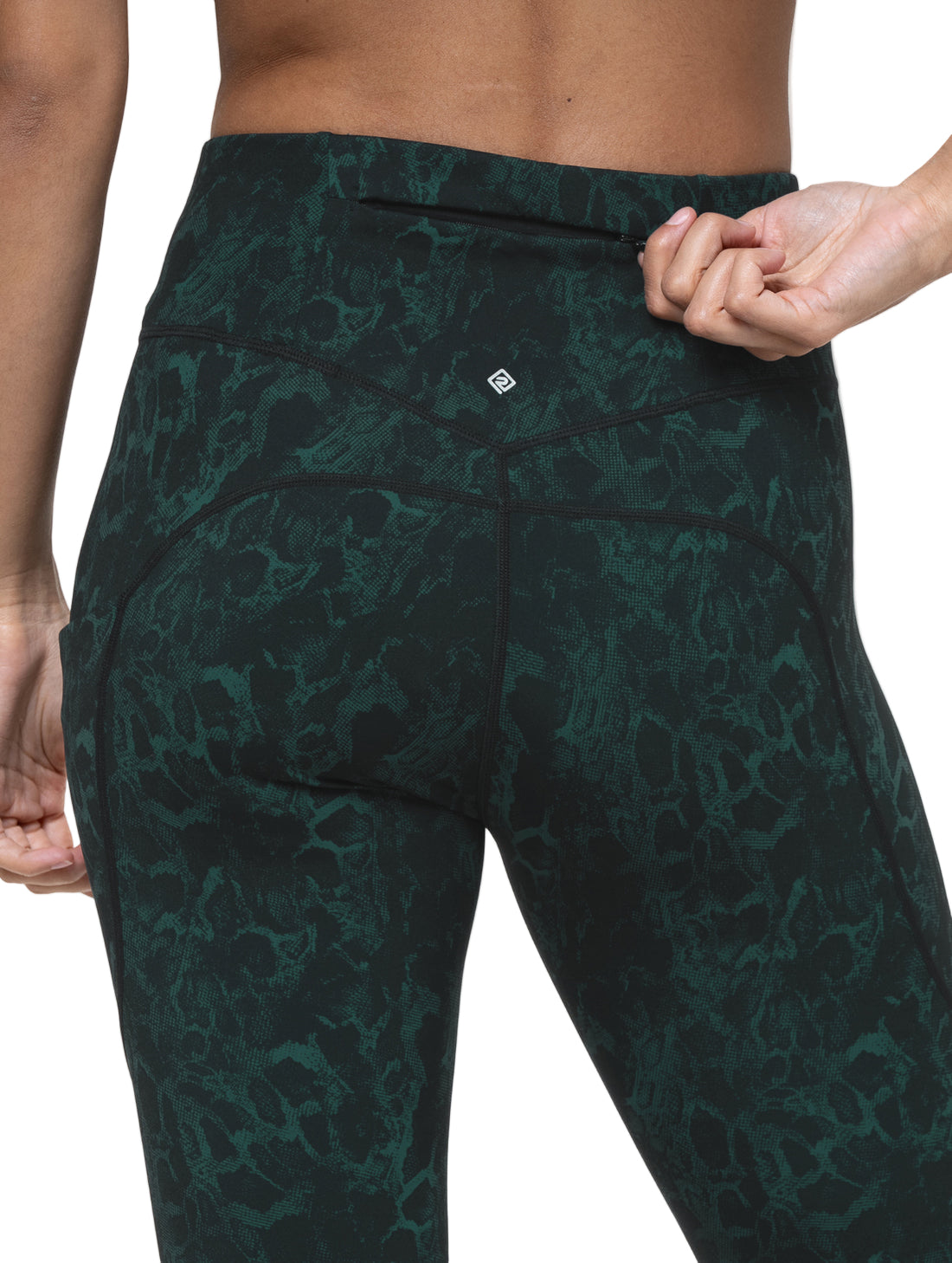 Ronhill Women's Tech Crop Tight Outdoor Action Seaweed Medusa- Back Secure Pocket