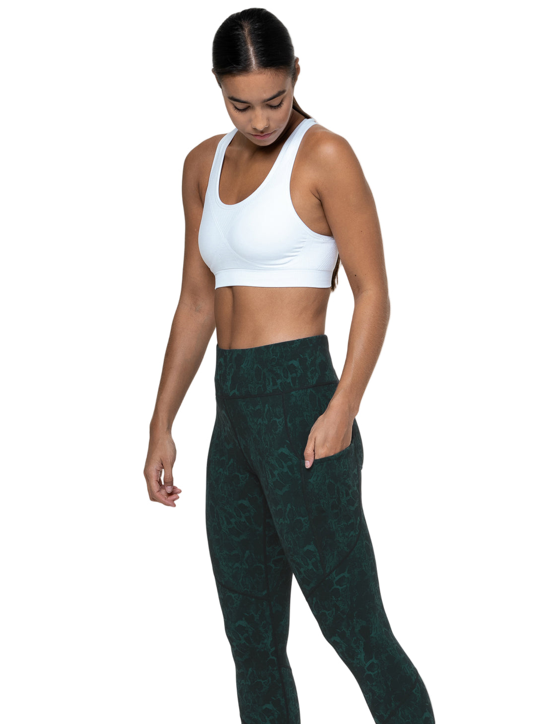 Ronhill Women's Tech Crop Tight Outdoor Action Seaweed Medusa- Stash High Pocket
