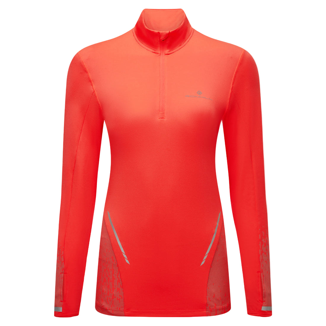 Ronhill Women's Tech Reflect 1/2 Zip Outdoor Action Hot Coral/Reflect- Front
