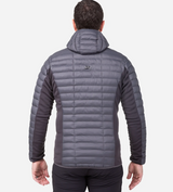Mountain Equipment Particle Hooded Men's Jacket Outdoor Action Anvil/Obsidian- back fit on model