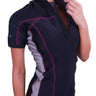Sharkskin Chillproof Short Sleeve Top with Chest Zip - Women's Pink/Black - Front Angle View