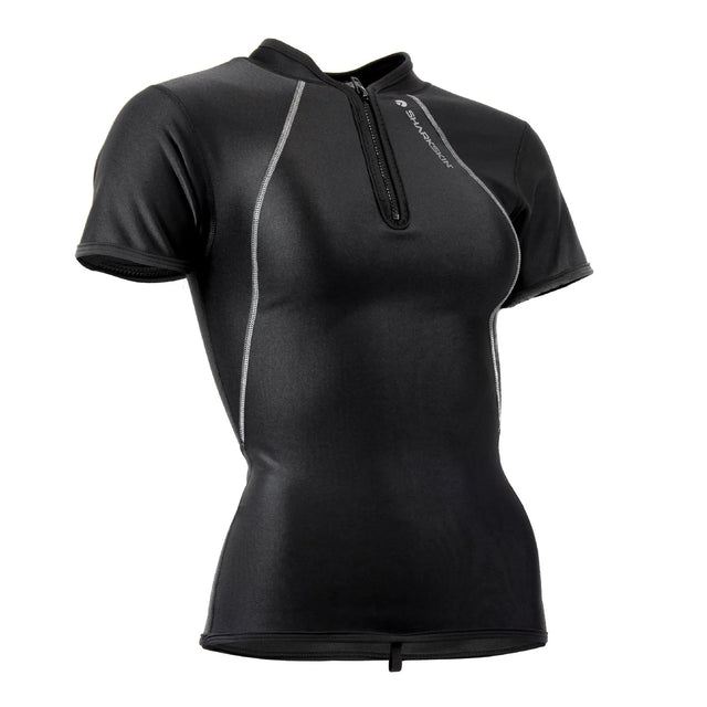Sharkskin Chillproof Short Sleeve Top with Chest Zip - Women's front angle view