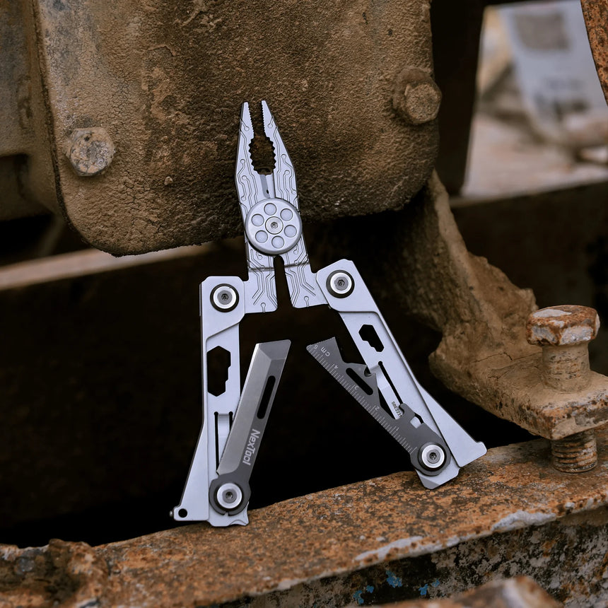 Nextool Silver Blade EDC Tool - 14-in-1 Card-Sized Multitool, Titanium-Coated, Storage Bag, 94.5g